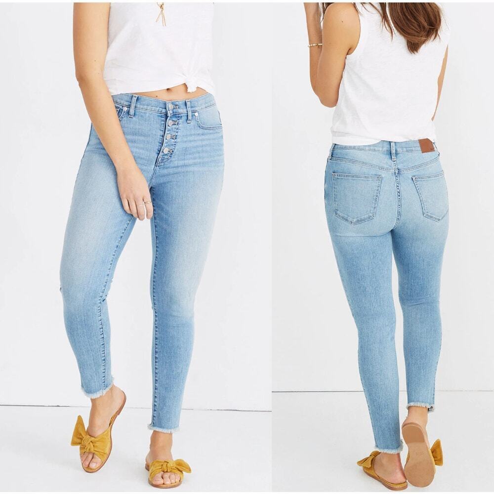 Madewell 9" High Rise Skinny Crop Jeans Size 24 Button-Front Edition Denton Wash